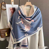Luxury Winter Faux Cashmere Scarf Women fashionable Little horse thickened warm Shawl