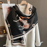 Luxury Winter Faux Cashmere Scarf Women fashionable Little horse thickened warm Shawl