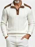 Men’s Cable Knit Henley Sweater – Stand Collar Long Sleeve Casual Top