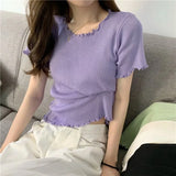 Summer Trendy Short Sleeve T-Shirt Women Slim Fit Top