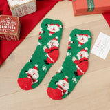 Christmas coral fleece warm and thick winter socks snowman floor socks