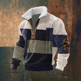 Men's Long Sleeve Half Zipper Pullover Top Autumn Stand-Up Collar Men's Half Placket Casual Zipper Long Sleeve Sweater