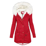 Slim Fur Hood Puffer Long-Sleeve Down Winter Jacket, Coat for Women
