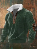 Men's Long Sleeve Half Zipper Pullover Top Autumn Stand-Up Collar Men's Half Placket Casual Zipper Long Sleeve Sweater