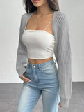 Women's Ribbed Knit Cardigan Sweater Coat Shoulder Wrap
