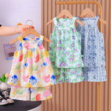 Toddler Girls Floral Sleeveless Tank Kids Summer Outfit