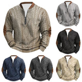 Men’s Patchwork Sweatshirt – Stand Collar Long Sleeve Casual Top