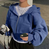 Women's Y2K Zip Up Hoodie Casual Long Sleeve Sweatshirt
