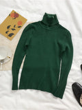 Women's High-Neck Knitted Turtleneck Slim-Fit Long-Sleeve Anti-pilling Casual Elegant Plain Sweater