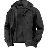 Men's Western Military Zip-Up Long Sleeve Winter Warm Hooded Jacket
