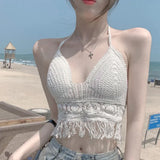 Sexy Boho Beach Holiday Camisole Halter Women Crochet Knit