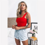 Sleeveless Summer Crop Top White Women Black Casual T Shirt