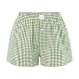 Women’s Y2K Retro Cleanfit Plaid Print Elastic Loungewear Loose Shorts