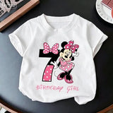 Minnie Mouse Girl Number T-Shirt Pink Birthday Party Clothes