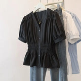 Women's Plus Size V-Neck Office Blouse French Chic Top