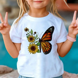 New 3D Butterfly Print Kids Girls T Shirt Summer Kids Clothe