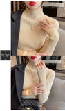 Knitted Tops Women Turtleneck Sweater Long Sleeve Casual Slim Pullover