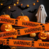Orange Halloween Caution Tape  Black Skull Haunted House Warning Decor