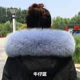 100% Natural Real Fox Fur Collar Fashion Scarves For Ladies Coat Jacket Winter Fur Scarf Black White Shawl