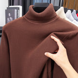 Men's High-Neck Knitted Turtleneck Slim-Fit Long-Sleeve Anti-pilling Casual Elegant Plain Sweater