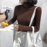 Women’s Ribbed Turtleneck Sweater Long Sleeve Warm Knit