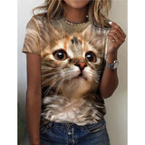 Women's 3d Dogs Cat Print T-Shirt Fashion Womens Tees Tops