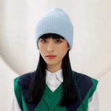 Women's Rabbit Fur Winter Hat Warm Beanie Solid Color Cap