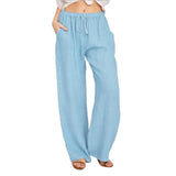 Women's Fashion Cotton Linen Pants Elastic Female Trousers