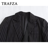 TRAFZA 2024 Spring Summer Office Lady Blazers Fashion Chic Casual Solid Single Breasted Elegant Oversized Shrug Women Blazers