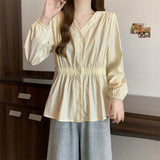 Women's Plus Size V-Neck Office Blouse French Chic Top