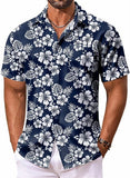 Vintage Mens Casual Hawaiian Floral Shirts, Short Sleeve