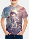 Cat Print Cartoon Casual Children's Clothing for Girls' Summer
