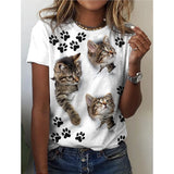 Women's 3d Dogs Cat Print T-Shirt Fashion Womens Tees Tops