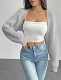 Women's Ribbed Knit Cardigan Sweater Coat Shoulder Wrap