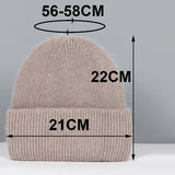 Women's Rabbit Fur Winter Hat Warm Beanie Solid Color Cap