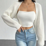 Women's Ribbed Knit Cardigan Sweater Coat Shoulder Wrap