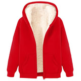 Winter Jacket Women'S Warm Fleece Jacket Winter Sweat Jacket With Hood Elegant Plain