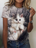 Women's 3d Dogs Cat Print T-Shirt Fashion Womens Tees Tops