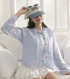 Women's Korean Stripe V-Neck Sun Protection Shirt Top