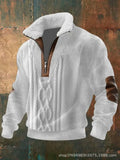 Men's Long Sleeve Half Zipper Pullover Top Autumn Stand-Up Collar Men's Half Placket Casual Zipper Long Sleeve Sweater