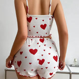 Women's Love Print Pajama Set Soft Tank Top Shorts S-XL