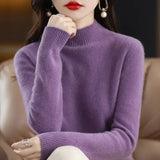 Women's Solid Long-Sleeve Half-high-collar basic warm bottoming shirts/sweater