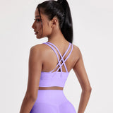 Women's Fitness Sport bra top cross back With chest pad