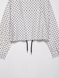 Women's Polka Dot Turtleneck Zipper Jacket with Pockets