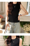AOSSVIAO 2026 Korea Knitted Vests Women Top O-neck Solid Tank Blusas