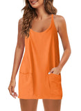 Summer Sleeveless Vest Dress Pocket Sports Short Skirt