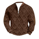 Men's Half Zip Stand Collar Sweatshirt Long Sleeve Casual Pullover