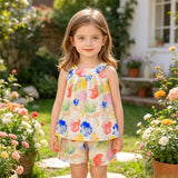 Toddler Girls Floral Sleeveless Tank Kids Summer Outfit