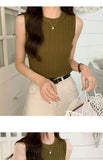 AOSSVIAO 2026 Korea Knitted Vests Women Top O-neck Solid Tank Blusas