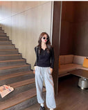Women’s V-Neck Button Sweater Long Sleeve Slim Knit Pullover